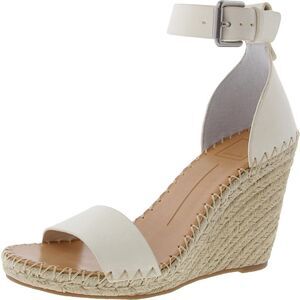 Dolce Vita Womens Noor White Leather Ankle Hemp Espadrille Heels Shoes New